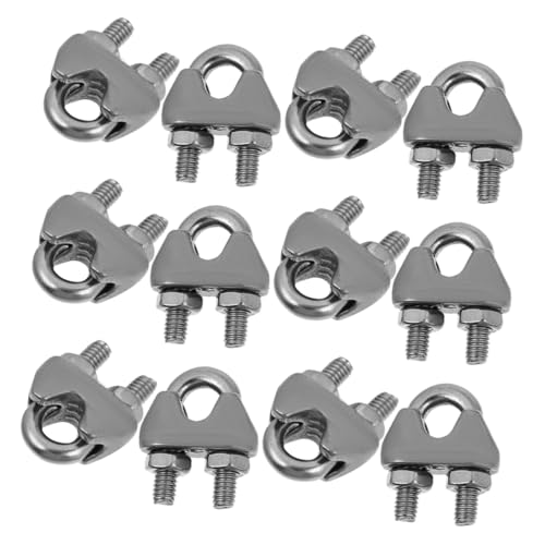 NIYANGLE 12 piezas Abrazadera de Cable Inoxidable de Clip para Cuerda Alambre Compacta Duradera y Versátil para Fijación Segura de Cables y Exhibiciones