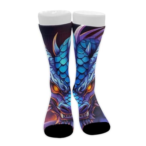 UTRSIFB Boy's Leisure Sports Socks, All Season Stockings, Soft Fashion Breathable Dress Decor Boots Socks Dragon