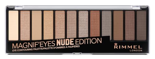 Rimmel London Palette Ombretti Magnifeyes, 2 Tonalità Multiuso dal Finish Matte, Perlato e Gitter Edition, 001 Nude