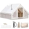 Tenda da campeggio gonfiabile con apertura del camino e lucernario, tenda da esterno per 4-8 persone con pompa ad aria, tenda gonfiabile in tessuto Oxford impermeabile per 4 stagioni, montaggio rapido