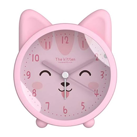 Children Cute Animal Dog/Cat Alarm Clock Silent Non Ticking Silicone Clock Night Light Travel Clock