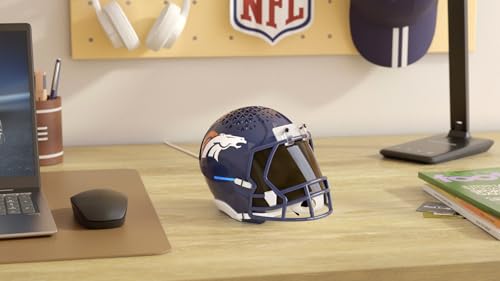 Image of NFL Echo Dot Bundle: Includes Echo Dot | Deep Sea Blue and Limited-Edition NFL Helmet Stand | Denver Broncos