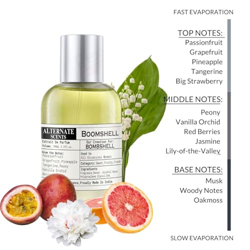 Image of ALTERNATE SCENTS BOOMSHELL Long Lasting 100ML Perfume For Woman |Strong& long Lasting with 30% Oil Concentration| Fresh, Flirty & Feminine| Fragrance From France | Made In India|
