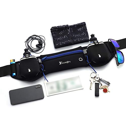 Ajcoflt Bolsa de cintura Cinto de corrida com garrafas de água Bolsa de telefone à prova d'água par