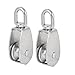 Aexit M32 Lifting Material Handling Crane Swivel Hook Single Pulley Block Hanging Wire Towing Snatch Blocks Wheel 2pcs