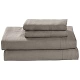 Stone & Beam Belgian Flax Linen Bed Sheet Set, Breathable and Durable, King, Smoke