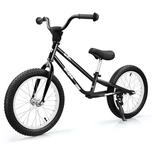 bicystar Kids Balance Bike with Real Rubber Air Tires - 16 Inch Big Kid Bicycle Ages 5-8, Adjustable...