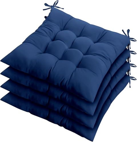 La Mejor Recopilación de Sillas de comedor de jardín los mejores 5. 45 Cojines para Silla con Lazos 40x40cm, Pack de 4, Asiento Acolchonado Suave y Cómodo para Comedor, Cocina, Terraza u Oficina, Cojines Antideslizantes para Interior y Exterior,...