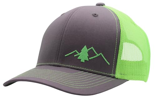 Image of LINDO Trucker Hat [ Great Outdoors Design ] for Men and Women: Mid Profile Cap with Breathable Mesh Back and Adjustable Snap