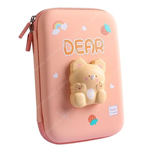 Image of Cartoon Theme Pencil Case - 3D EVA Pencil Case Pouch, Multipurpose Zipper Pencil Case for Kids, Pen and Pencil Bag for School Kids, Girls, Stationery Storage Box (Dear Big Pouch)