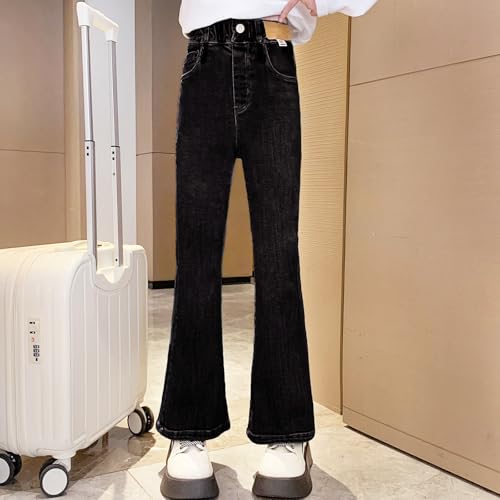 MEILONGER Girls Bell Bottom Jeans Kids Wide Leg Flared Denim Pants with Elastic Waistband Size 8,10-12,14-16,18-202