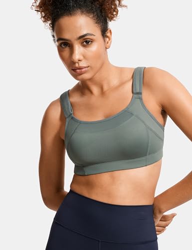 Image of SYROKAN Front Adjustable Sports Bras for Women High Impact | Front Velcro Straps, Wirefree, Double layer Cups, U Back, No Bounce, Running Bra