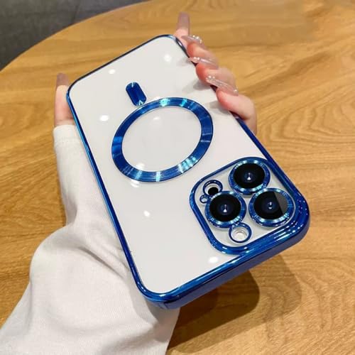 Coque magnétique en silicone de luxe pour iPhone 14 Pro, finition plaquée claire