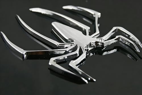 Image of 2PCS 3D Spider Emblem Car Sticker Metal Chrome Silver Spider Badges Sticker for Universal Car Vehicle, Truck, Motorcycle, RV, Scooter, SUV, Door, Window for Headphone Decorations(Silver-B0C22ZMFK8)