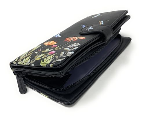 Shag Wear Dragonfly Meadow Large Insect Wallet for Women and Teen Girls Vegan Faux Leather Black 7"3