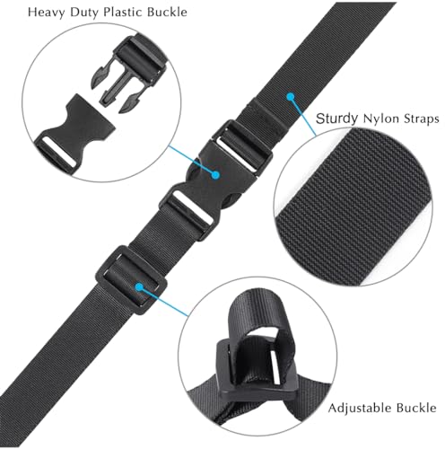 Image of Vigorport Utility Straps Quick Release Nylon Backpack Accessory Bag Strap,Adjustable for Hiking,Travel,Outdoor Sports-4 Pack (Black, 1 inch W-48 L)