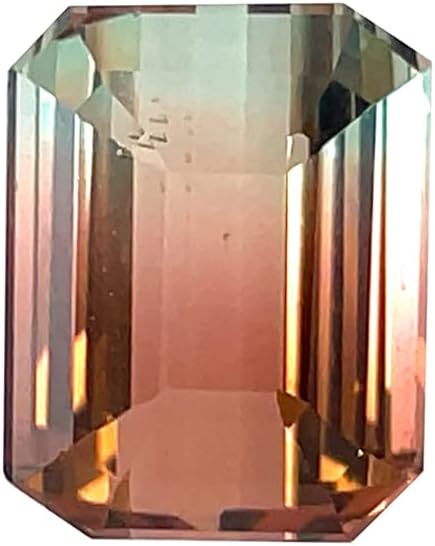 4.26 Cts of 9.90x7.70x6.00 mm AAA Emerald Cut Bi-Color Tourmaline (1 pc) Loose Gemstone