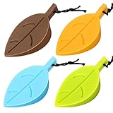 HNYYZL 4Pcs Door Stopper Wedge Finger Protector,Silicone Door Stops, Cute Colorful Cartoon Leaf Style Secure Flexible Decorative Finger Protector, for Home and Office(Green, Yellow, Blue, Brown)