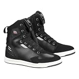 KEMIMOTO Motorrad Schuhe Herren, Motorradstiefel Causal,mit Verstärkte Schaltpads, Aktmungsaktiver Motororad High- Top-Sneaker Männer, Schwarz
