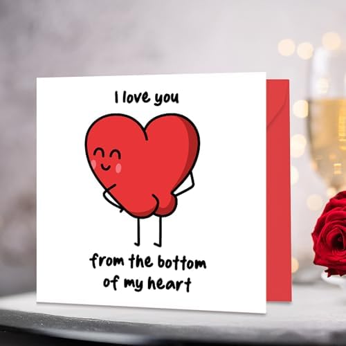 Funny Valentine's Day Card for Him or Her Valentines Day Card for Girlfriend, Boyfriend, Husband or Wife - Valentine's Day Cards for Fiance Fiancee - From The Bottom of My Heart Valentines Day Cards - View 6