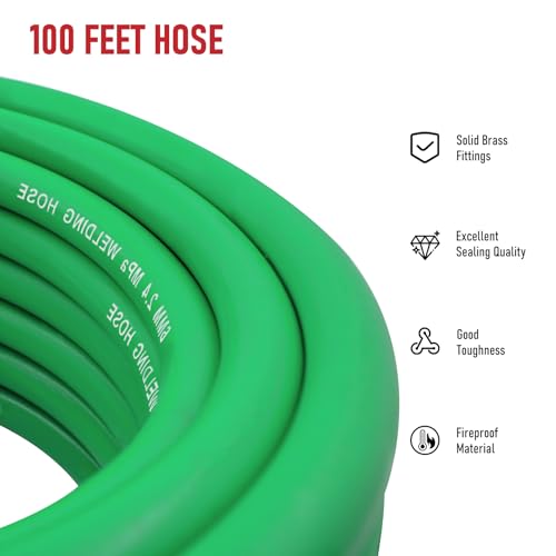Image of RX WELD Inert Gas Welding Hose - Argon Flow Hose (Green, 100FT)