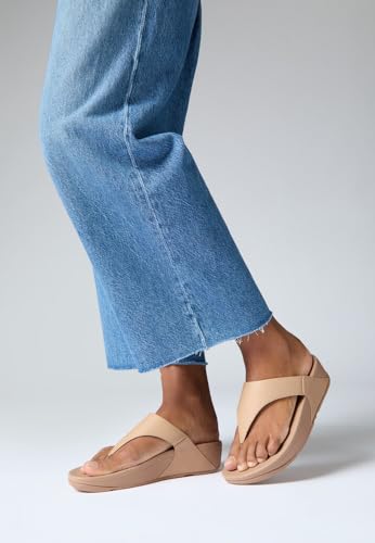 Image of FitFlop Womens Lulu Toe Post Leather Classic Beige Sandals 9 US