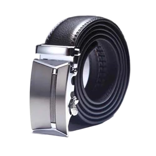 Men's Jeans Automatic Buckle Belts Leather Belt Waistband Strap Plus Large Size Silver Black 120cm