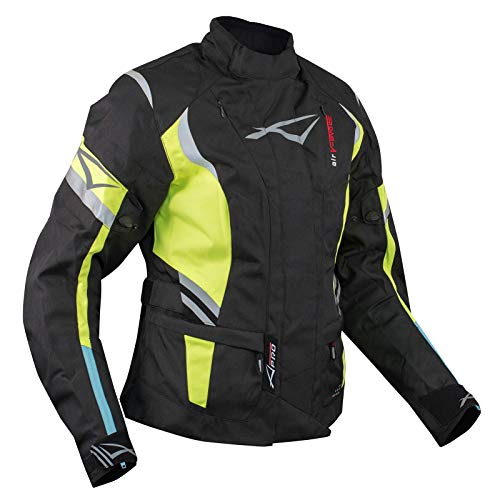 A-pro, giacca da moto, da donna, con protezioni, termica, impermeabile, fluo, L