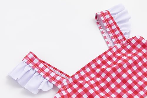 LIZENS Girls Plaid Swimwear Two Piece Trim Swimsuit 2-12 Toddler Beach Bathing Suit for Kids3