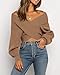 BTFBM Off The Shoulder Sweater for Women Winter Fall Fashion 2026 V Neck Long Sleeve Ribbed Knit Wrap Cropped Sweaters(Camel, Medium)