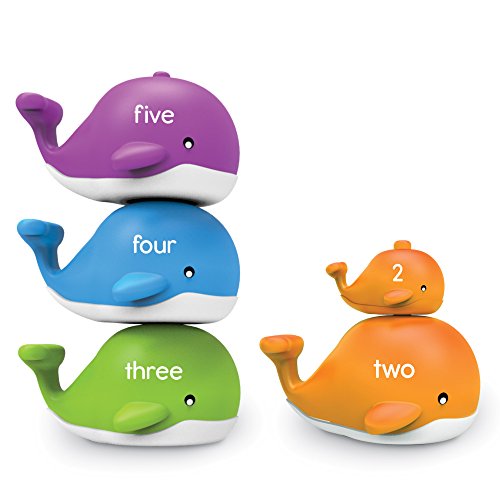 Image of Learning Resources Snap-n-Learn Stacking Whales, Educational Toys ,Fine Motor, Counting & Sorting Toy, Shape Sorting, 15 Pieces, Ages 2+