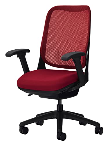 ライオン事務器 オフィスチェア フレキシブルアーム ライド チェリーレッド 79851