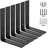 MLOQI Schwimmende Regalhalterung,Schwerlast Regalträger, 5 mm dicke Premium Eisen Schwarze Regalhalter Wandregal, Metallregal 6 Pack (8
