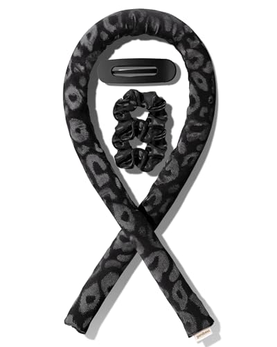 YANIBEST Heatless Curls Overnight, Hair Curlers to Sleep in, Leopard Heatless Hair Curler, Curling Rod Soft Hair Rollers-Black