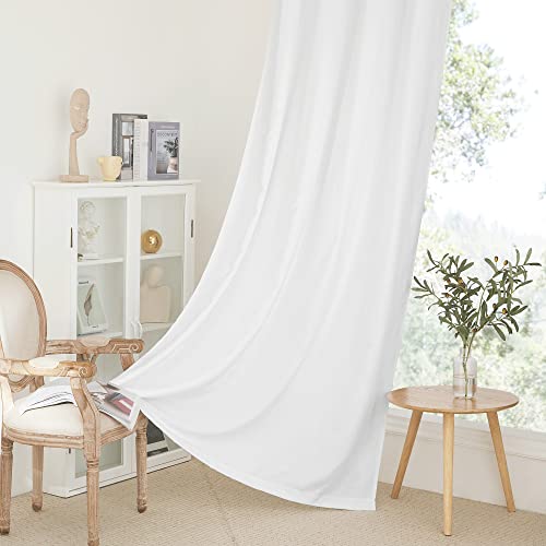Nicetown Bedroom Washed Linen Curtains Soft & Thick, Privacy Cotton Linen Blend Window Treatments Grommet Casual Drapes For Living Room, White, Set Of 2, 52 By 63 Inch #TOP3