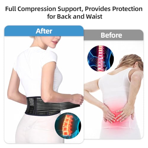Beugo Lendenwirbelstütze für Herren und Damen, Rückenstützgürtel mit 4 Metallstützen, Rückenstütze Lendenwirbel, Atmungsaktiv Leicht Back Support Belt, Stützgürtel Rücken für Arbeit und Sports, XL