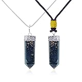 Orgone Pendant-Bullet Black Tourmaline Orgone pendant necklace with Healing Crystals for Chakra Balancing -EMF Protection -Negative Minds-Emotions Energy(Orgone Neclace for couple) Set of 2