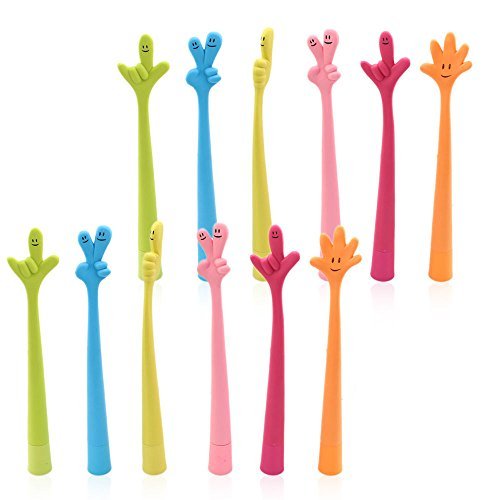Super Funny Free Bending Hand Sign Ballpoint Pen/Student Gift Pen, 12pcs/lot