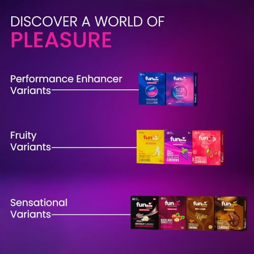 Image of Funtime Ultimate Pleasure Condoms Combo Pack of 2 (3 Pieces Each) | Ultra Thin & Chocolate Flavour | Ribbed, Dotted & Contoured | Premium Natural Latex | Electronically Tested
