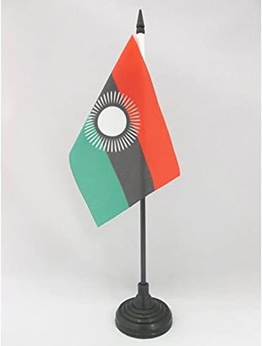 Miniatura 425 de Bandera de mesa Sierra Leona de 5 x 8 pulgadas, bandera de escritorio de Sierra Leona, 8.3 x 5.5 in, barra y base de plástico negro AZ FLAG