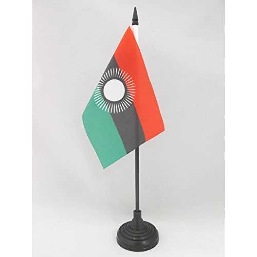 AZ FLAG - Malawi Old Table Flag 4'' x 6'' - Malawian Office Mini Banner 100% Polyester 15 x 10 cm - Mini Desk Flag with 10'' Pole and Black Plastic Base — image 1