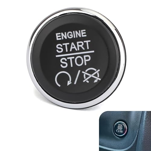 Arwrilt Engine Start Stop Push Switch, Keyless Ignition Push Button, Ignition Start Button, Compatible with Jeep Commander Grand Cherokee, Chrysler Town, Country, Dodge Challenger, Durango (Black)