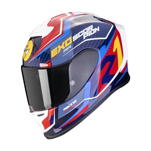 E-BIKERS SCORPION EXO-R1 EVO AIR COUP HELMET BLUE RED YELLOW SIZE M
