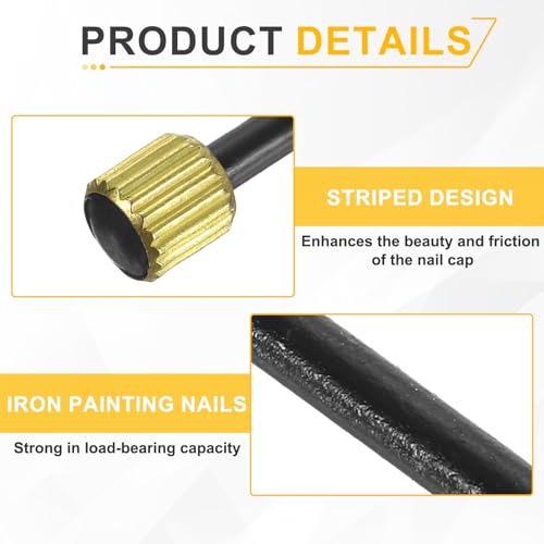 Image of uxcell 30Pcs Picture Hanging Nails, 1.4 x 25mm Iron Decorative Hangers Reusable Hardware Tool for Hanging Pictures Mirrors Baskets, Gold & Black