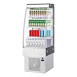 ExploreHorizon Commercial Pastry Display Case 8.8 Cu.ft., 4-Tier Stainless Steel Refrigerator Display Case with LED Lighting, Frost-Free, Sliding Door for Cafe & Restaurant