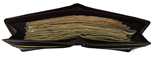 RFID Cashmere Leather 15 Card Large Gusset Bifold Wallet Black3