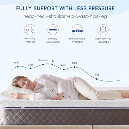 Image of WAVV Mattress Topper Queen - 3Inch Gel Memory Foam Mattress Topper Cooling Mattress Pad Bed Medium Support,with Removable and Washable Cover,CertiPUR-US Certified