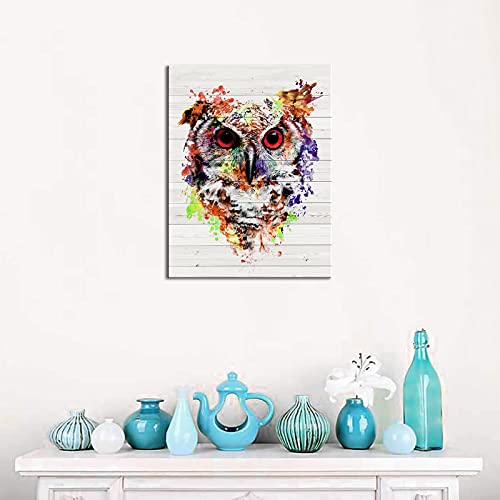 Misolaxi Owl Wall Art Decorations For Home Canvas Print Picture Paintings Framed Artwork Rustic Wood Board Contemporary Decor Bedroom Living Room Office Home Framed Ready To Hang 12"X16" #TOP2