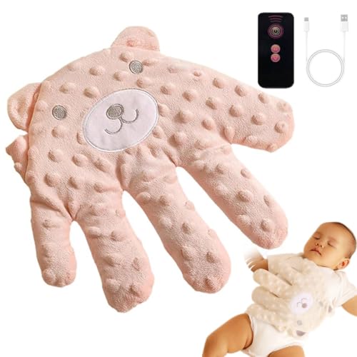 Image of Baby Soothing Palm, Baby Patter for Sleep, Baby Startle Prevention Hand Glove Electric Baby Hand Pillow Cute Baby Soothing Palm for Newborns Baby Girl Baby Boy (Pink Bear)