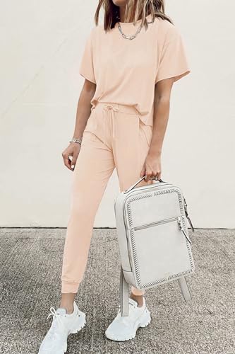 PRETTYGARDEN Women's Two Piece Sets 2025 Summer Spring Jogger Pants Travel Vacation Lounge Outfits Airplane Matching Clothes